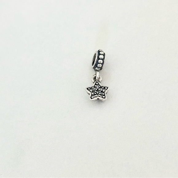 Pandora Clear CZ Pave Star Sparkly Rare Retired Dangle Charm - Picture 3 of 8
